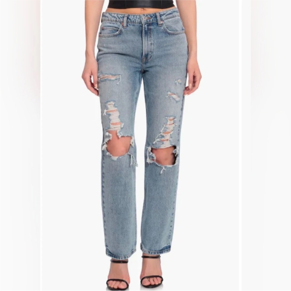 Avec Les Filles Cool girl straight fit high rise distressed jeans size 26